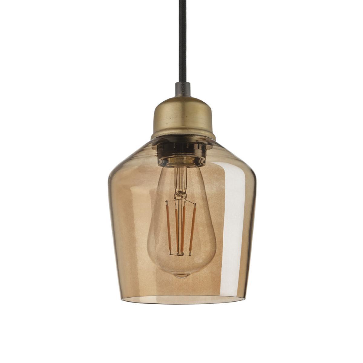 Industville Orlando Tinted Glass Schoolhouse Amber Pendant / 10 Inch Brass Holder – image 6