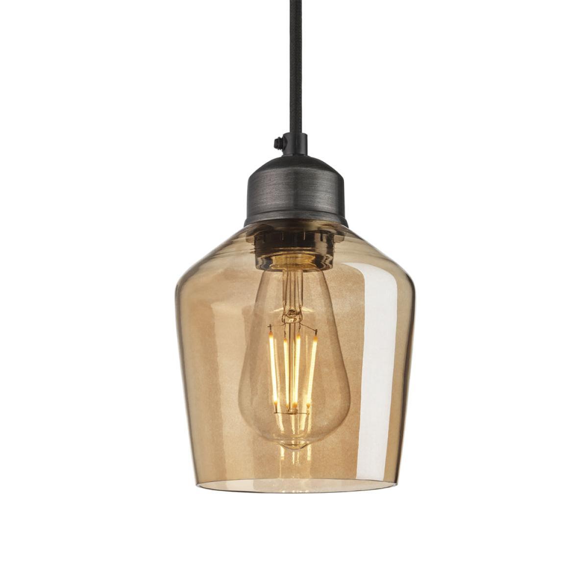 Industville Orlando Tinted Glass Schoolhouse Amber Pendant / 10 Inch Brass Holder – image 7