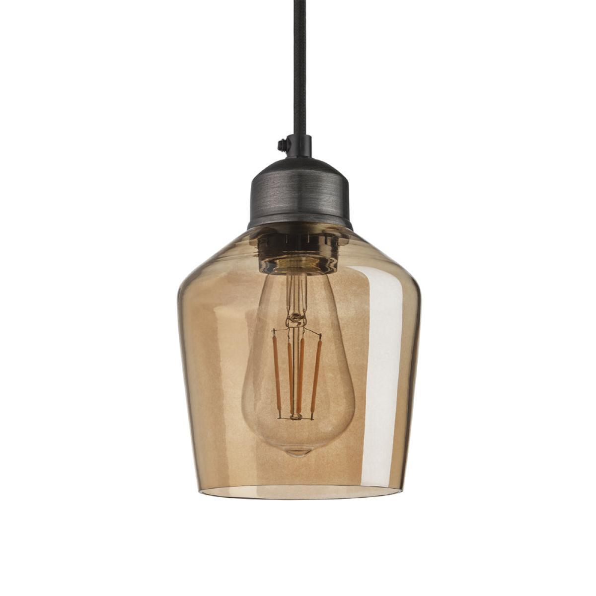 Industville Orlando Tinted Glass Schoolhouse Amber Pendant / 10 Inch Brass Holder – image 8