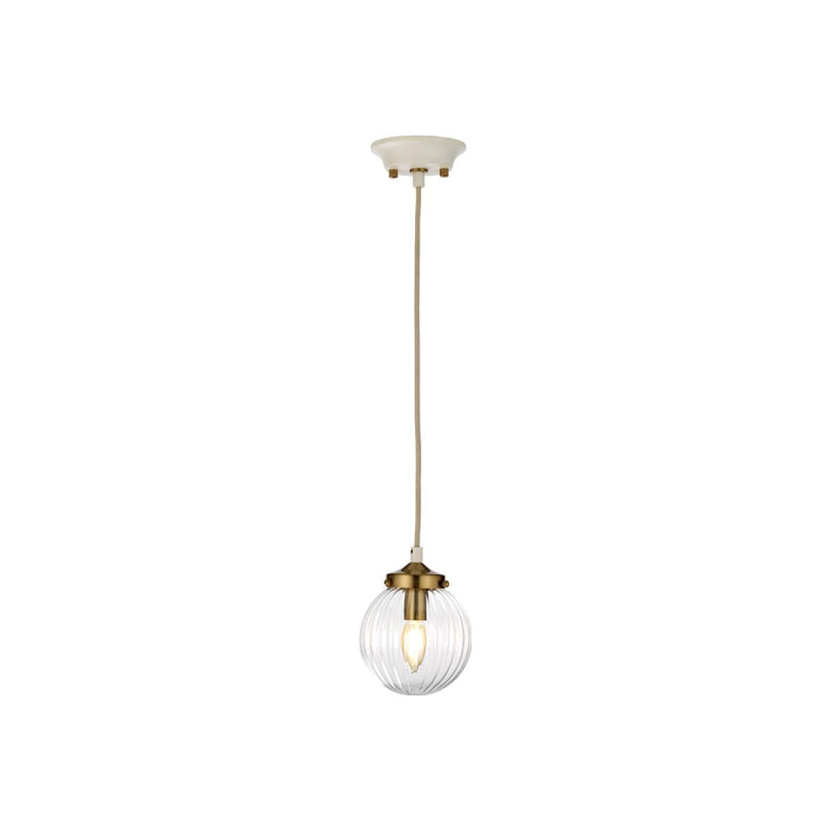 Elstead Cosmos 1 Light Pendant Cream Painted Aged Brass Plated – image 1