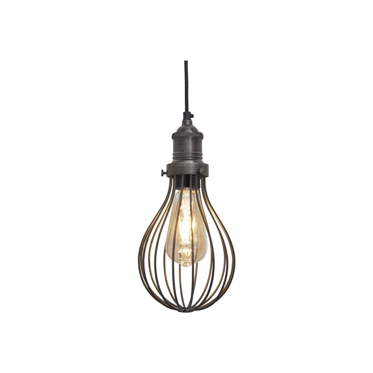 Industville Brooklyn Balloon Cage Pendant 6 Inch Pewter / Pewter