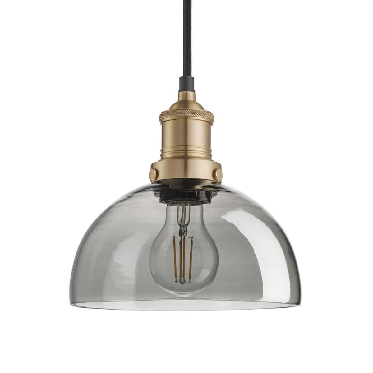 Industville 8 Inch Tinted Glass Dome Pendant 8 Inch Dome Pendant / Smoke Grey Tinted Glass and Pewter Holder – image 2