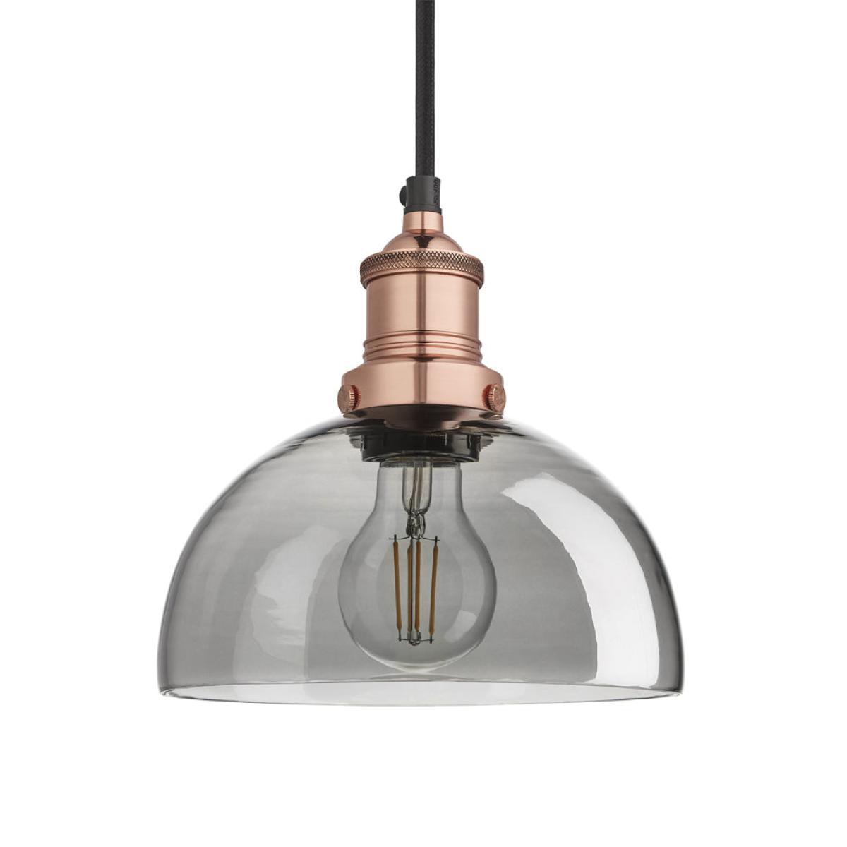 Industville 8 Inch Tinted Glass Dome Pendant 8 Inch Dome Pendant / Smoke Grey Tinted Glass and Pewter Holder – image 4
