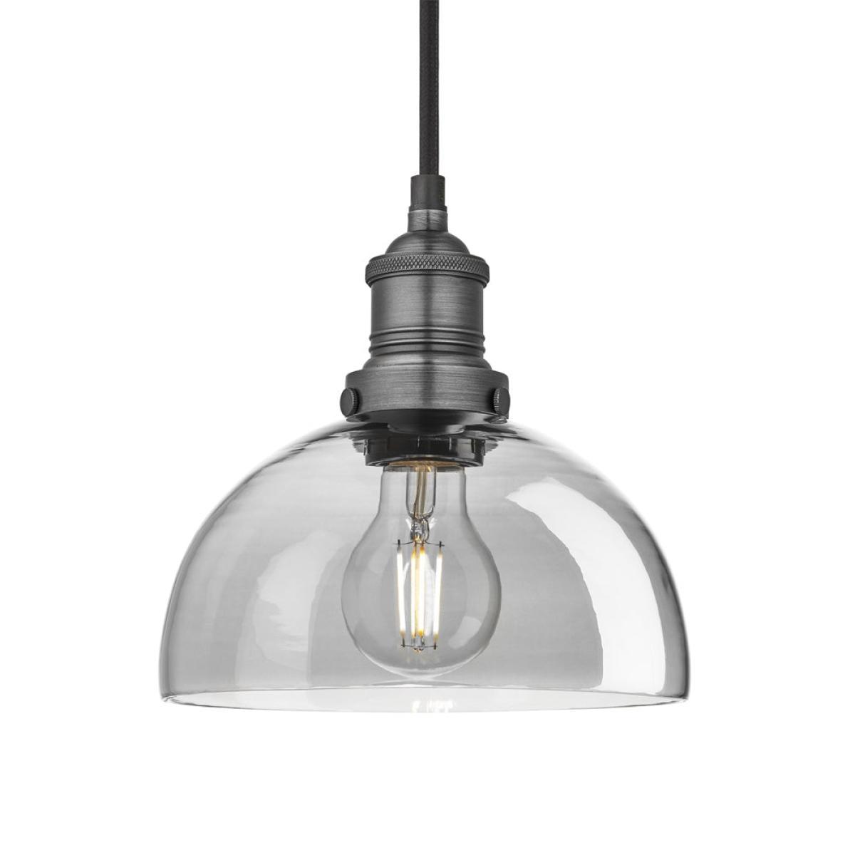 Industville 8 Inch Tinted Glass Dome Pendant 8 Inch Dome Pendant / Smoke Grey Tinted Glass and Pewter Holder – image 5
