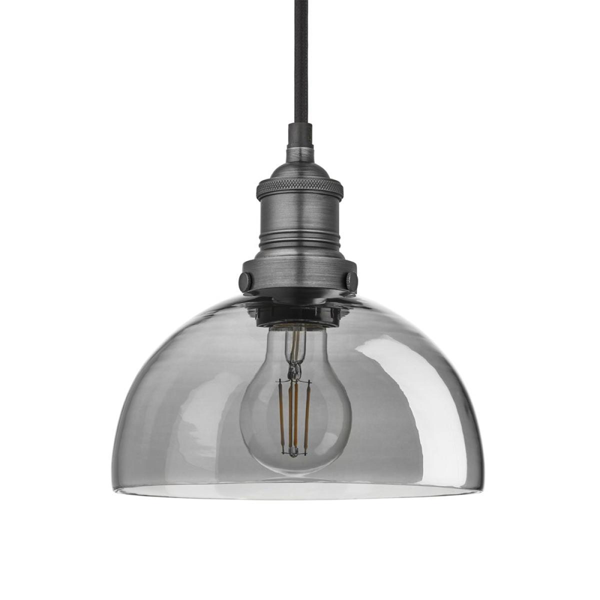 Industville 8 Inch Tinted Glass Dome Pendant 8 Inch Dome Pendant / Smoke Grey Tinted Glass and Pewter Holder – image 6