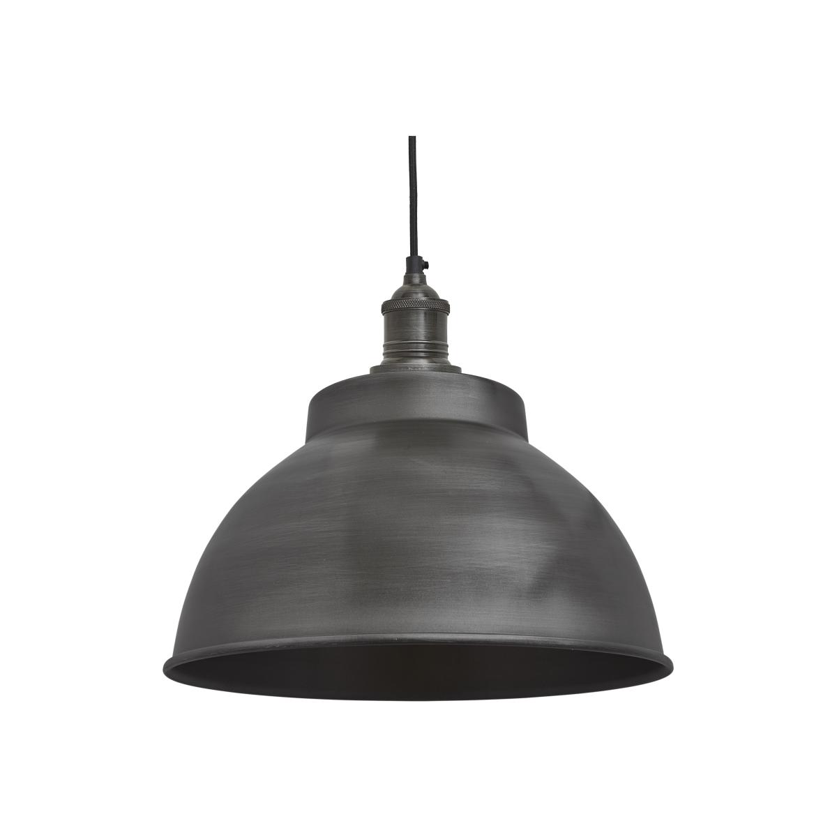 Industville Brooklyn Dome Pendant - 13 Inch - Pewter Dome Pewter Holder / Pewter