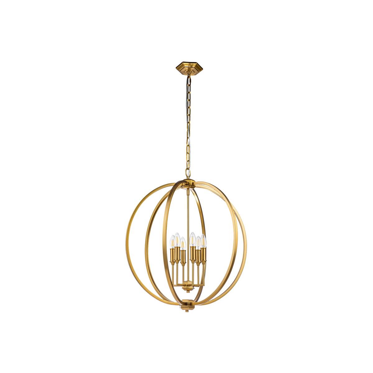 Feiss Corinne 6 Light Pendant Light in Brass – image 1