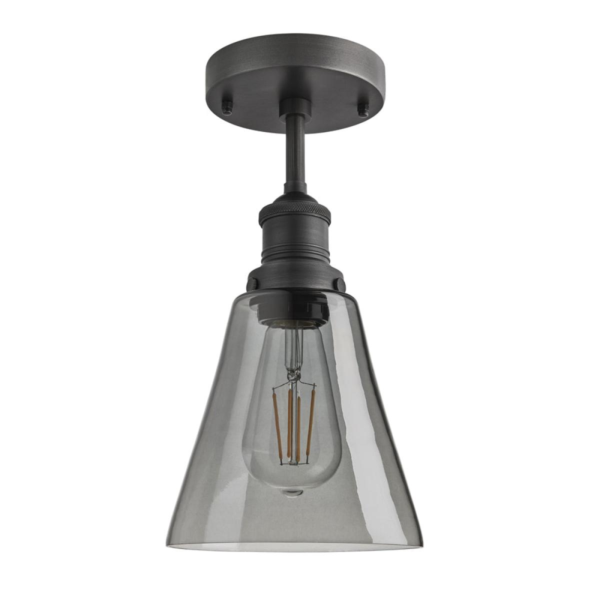 Industville Brooklyn 6 Inch Flask Flush Mount / Smoke Grey Tinted Glass and Brass Holder – image 4