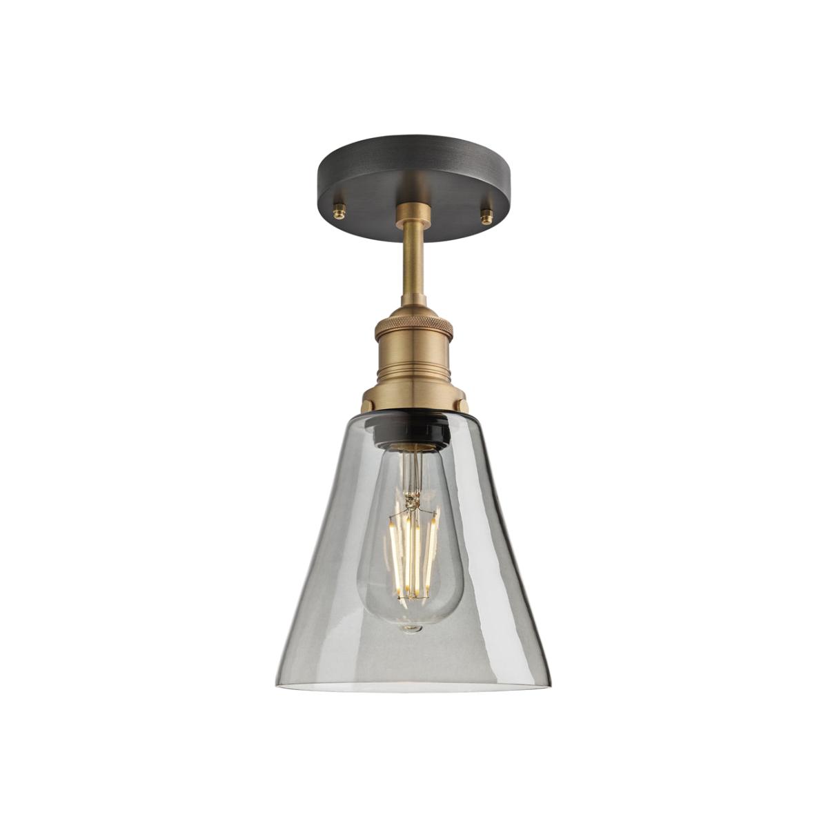 Industville Brooklyn 6 Inch Flask Flush Mount / Smoke Grey Tinted Glass and Brass Holder – image 1