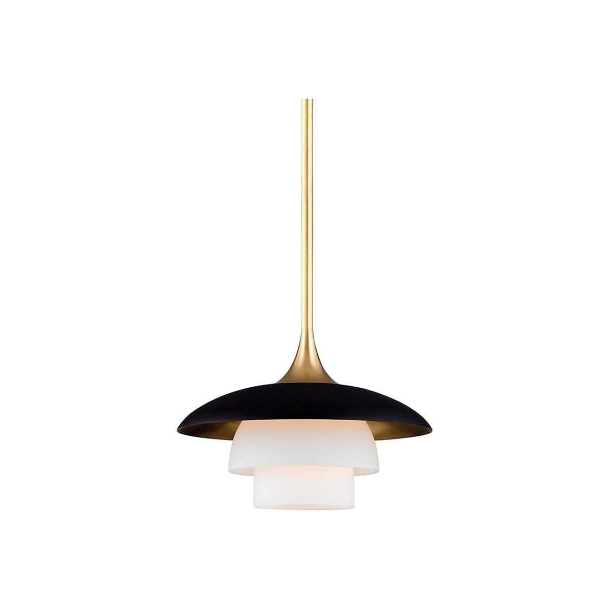Hudson Valley Lighting Barron Brass Base And Opal Acid Etched Shade Pendant | Outlet