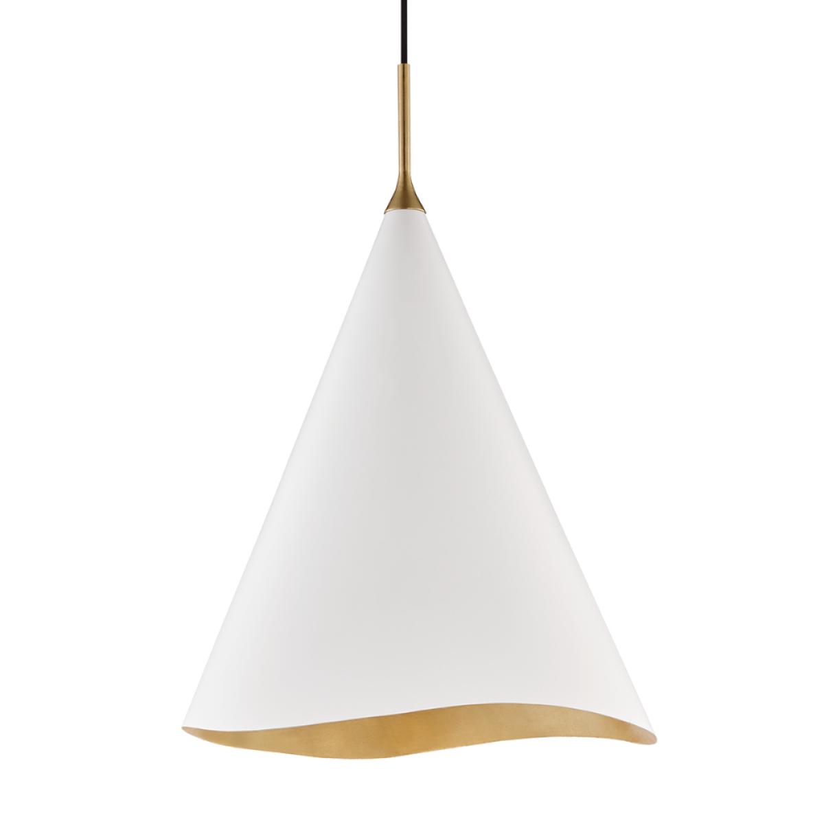 Hudson Valley Lighting Martini 1 Light Pendant in Off White & Gold Leaf / 13 Inch – image 2