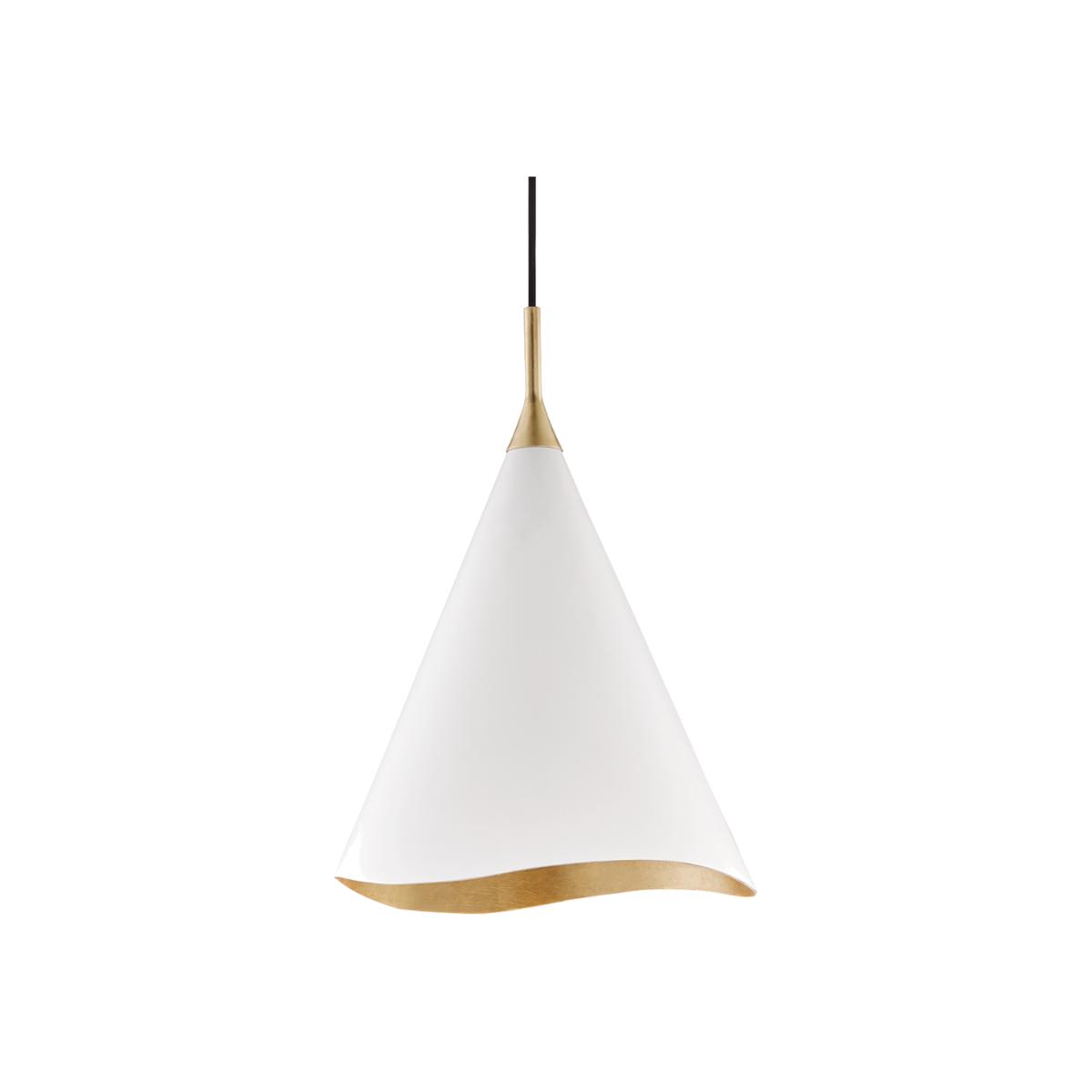 Hudson Valley Lighting Martini 1 Light Pendant in Off White & Gold Leaf / 13 Inch – image 1
