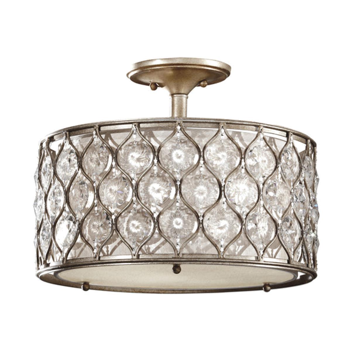 Elstead Lucia 1 Light Flush Mount Light Burnished Silver – image 1