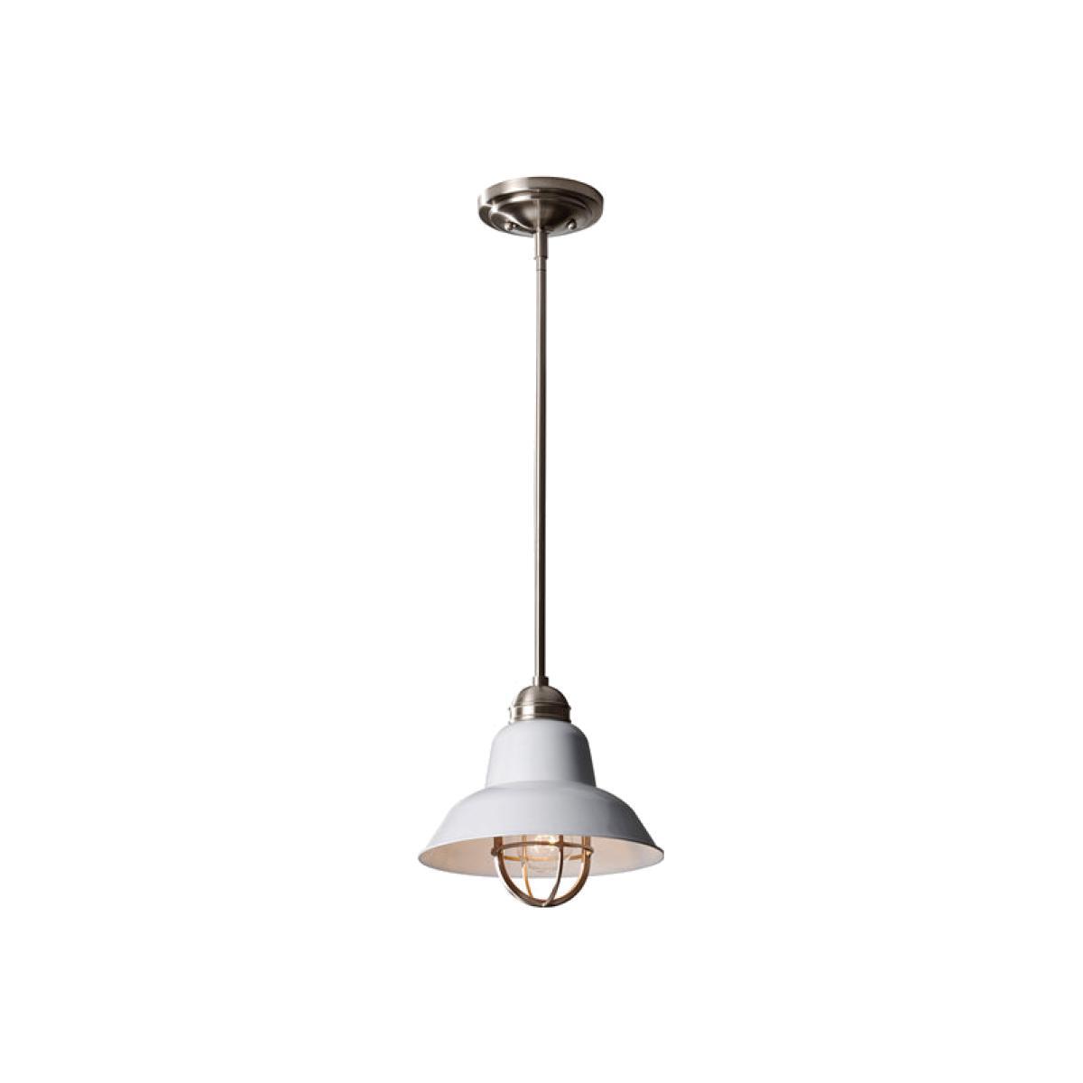 Elstead Urban Renewal 1 Light Pendant Brushed Steel and Glossy White – image 1