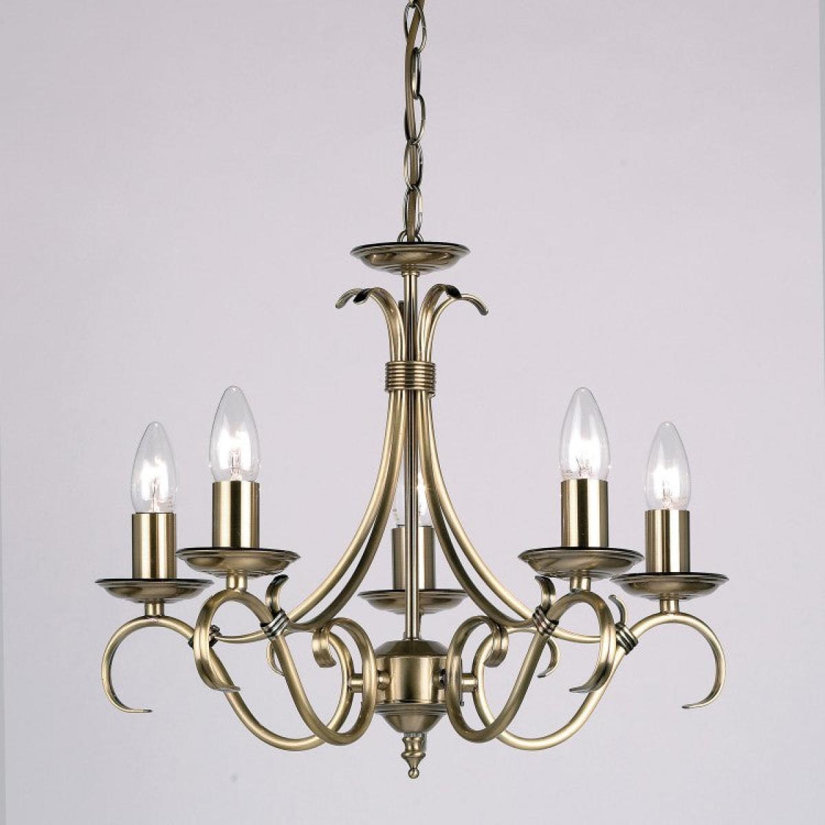 Gallery Interiors Bernice 5 Pendant Light Antique Brass | Outlet