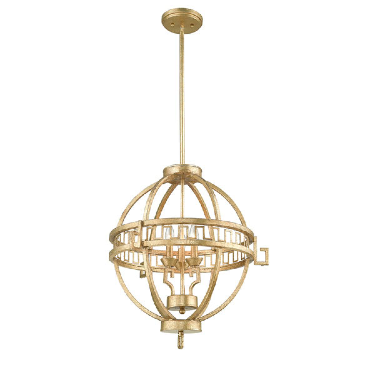 Elstead Lemuria 3 Light Pendant Distressed Gold Globe – image 2