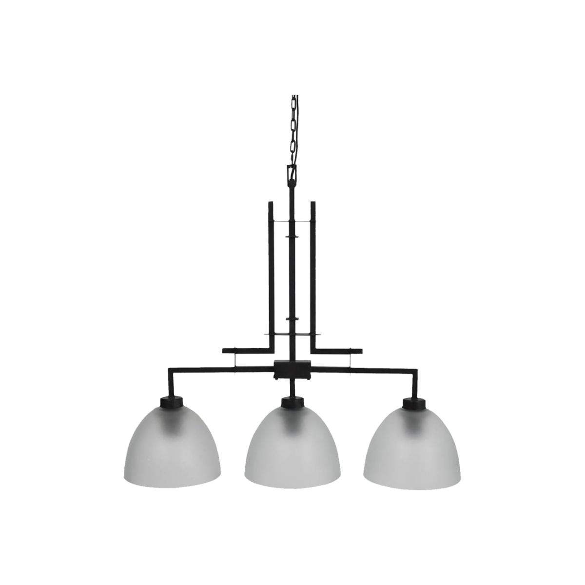 Libra Congleton Triple Glass Pendant Lamp, Oak Wood Frosted Glass Finish – image 1
