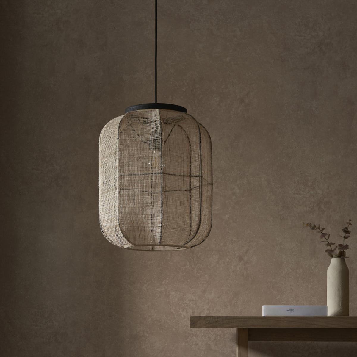Gallery Interiors Zane Rounded Rectangle Pendant Light in Natural & Black – image 2