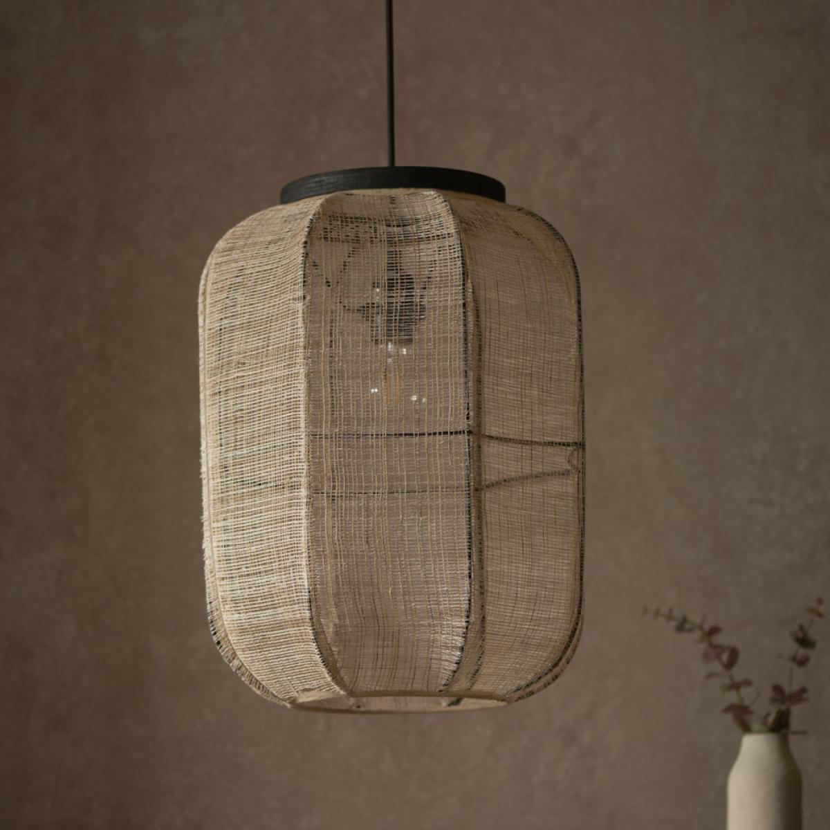 Gallery Interiors Zane Rounded Rectangle Pendant Light in Natural & Black – image 3