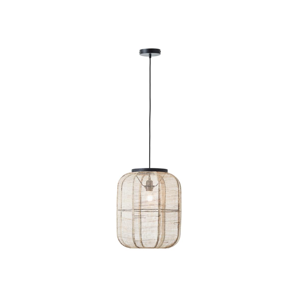 Gallery Interiors Zane Rounded Rectangle Pendant Light in Natural & Black – image 1