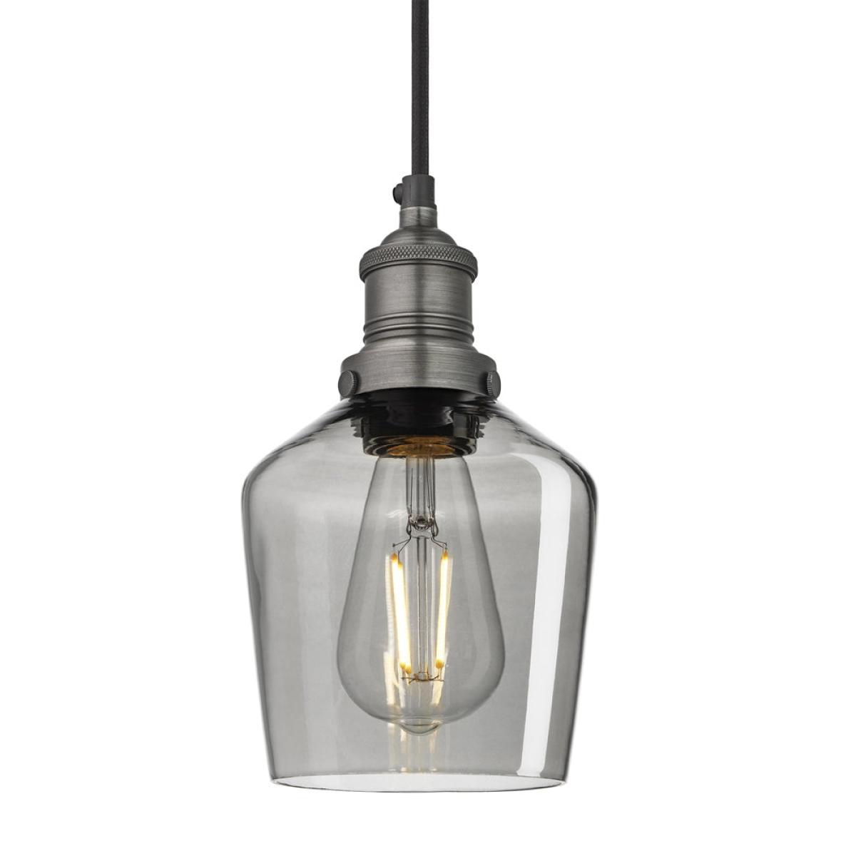 Industville Brooklyn 5.5 Inch Schoolhouse Pendant / Smoke Grey Tinted Glass and Copper Holder – image 5