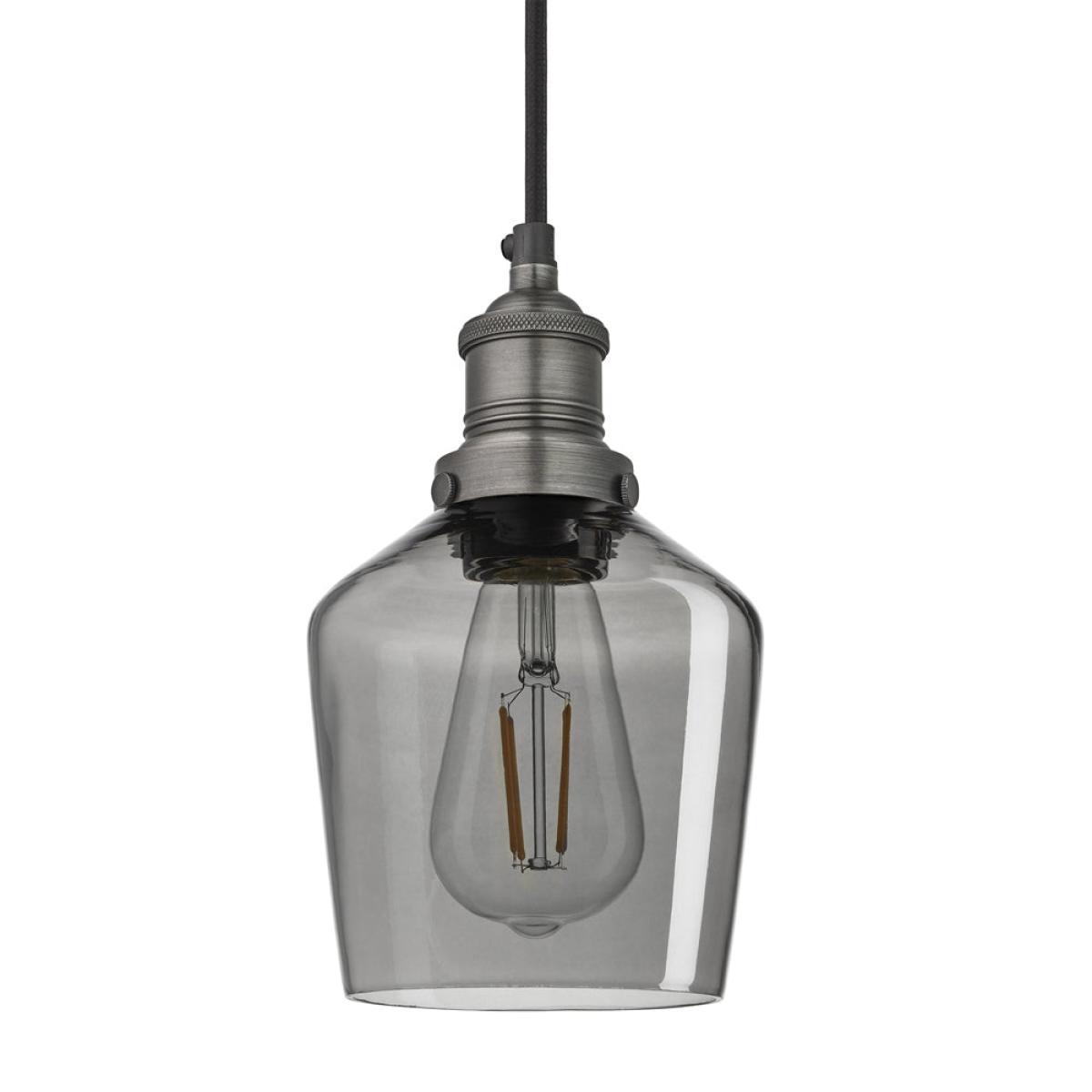 Industville Brooklyn 5.5 Inch Schoolhouse Pendant / Smoke Grey Tinted Glass and Copper Holder – image 6