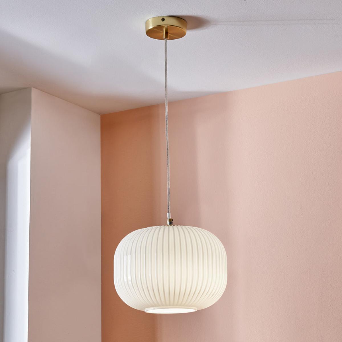Olivia's Luca Ribbed Squoval Pendant in White & Gold – image 2