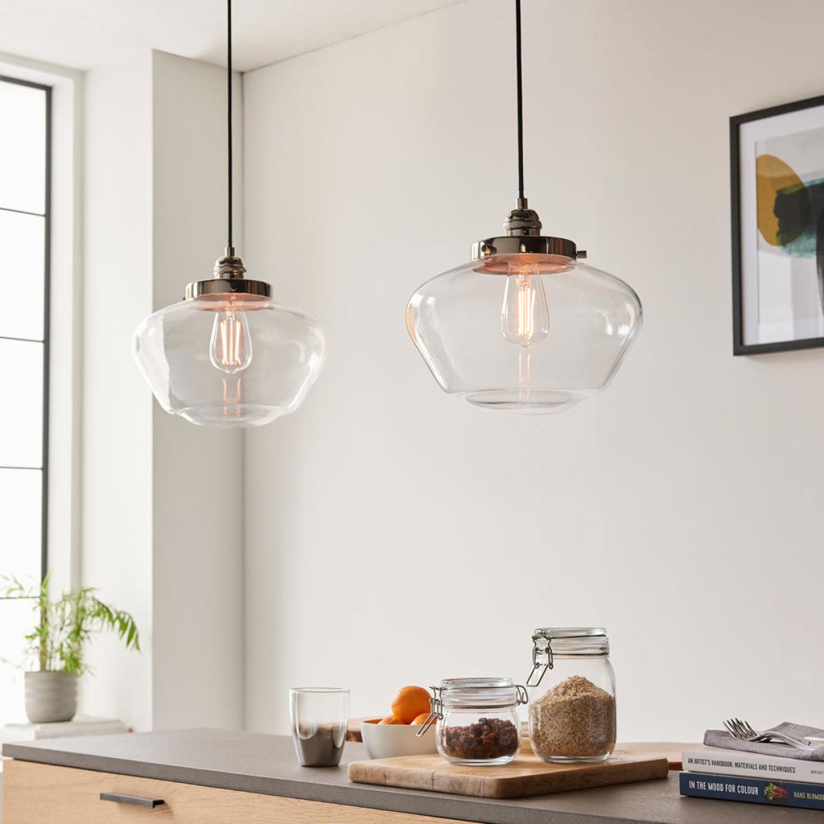 Olivia's Isabella Pendant Light in Nickel & Clear Glass – image 3