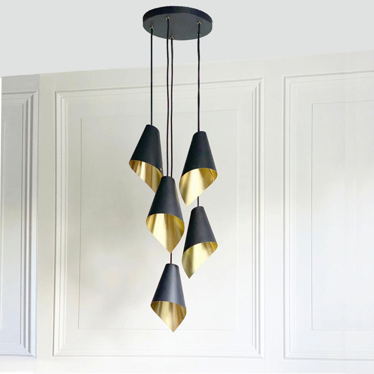 Arcform Lighting - Arc 5 Pendant Cascade Light in Brushed Brass & Black – image 2