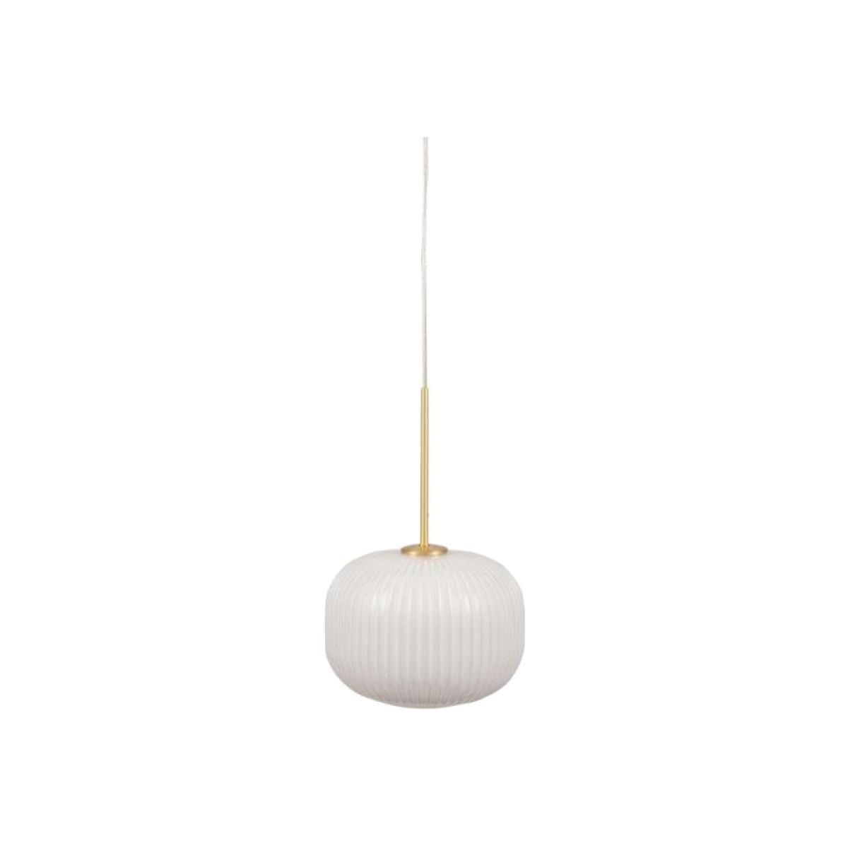 Pacific Lifestyle Bella White Glass And Gold Metal Ribbed Squoval Pendant