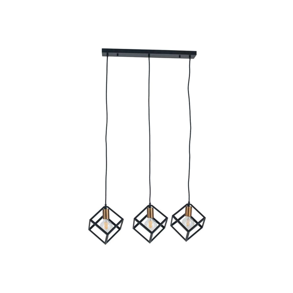 Pacific Lifestyle 3 Cube Matt Black & Gold Pendant