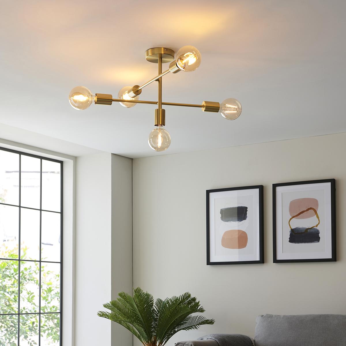 Deo Five Light Semi Flush Light in Satin Brass – image 2
