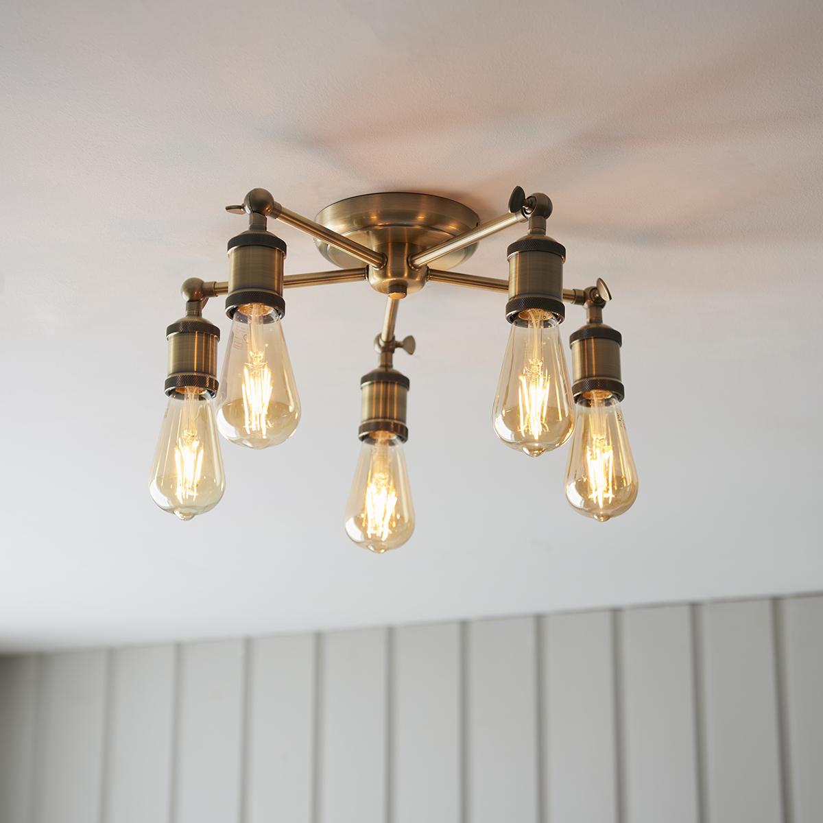 Anker Five Light Semi Flush Light in Antique Brass – image 2