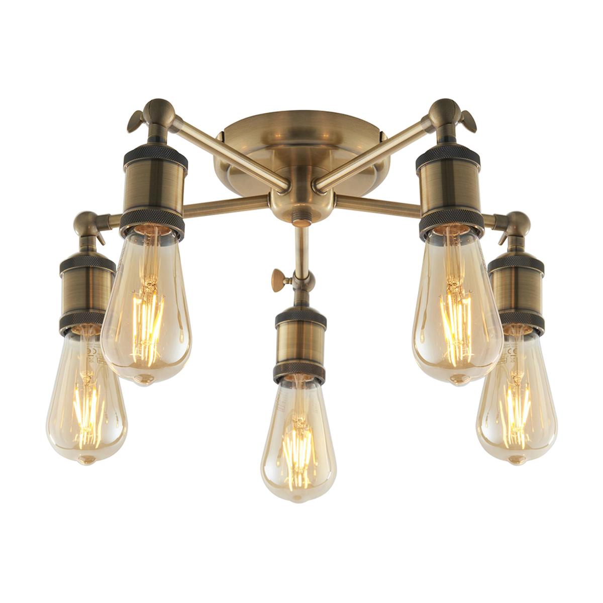 Anker Five Light Semi Flush Light in Antique Brass – image 1