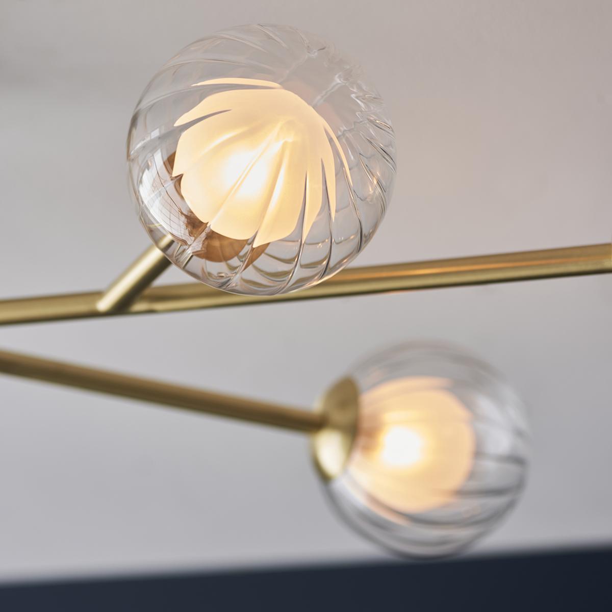 Naomi Frosted Glass Semi Flush Light in Satin Brass – image 3