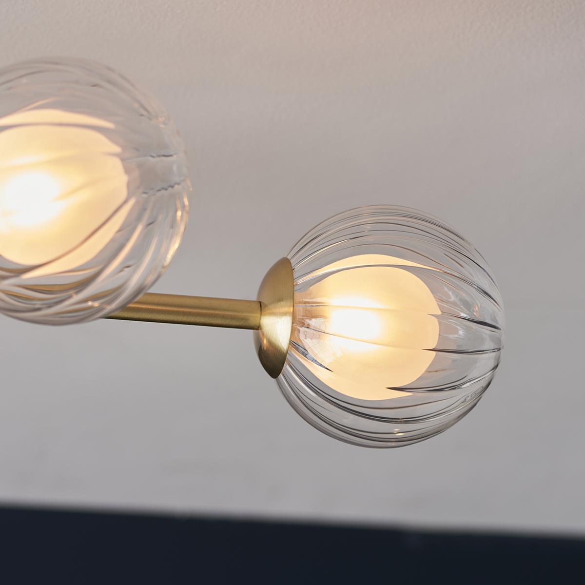 Naomi Frosted Glass Semi Flush Light in Satin Brass – image 4