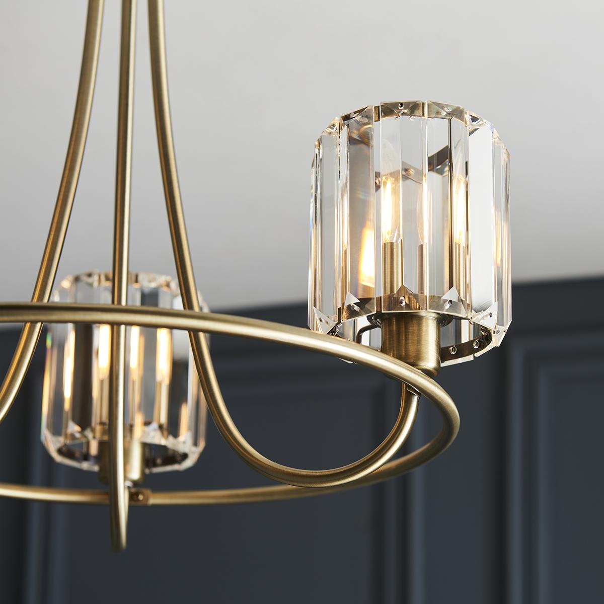 Bernadette Clear Glass Three Light Semi Flush Light in Antique Brass – image 3
