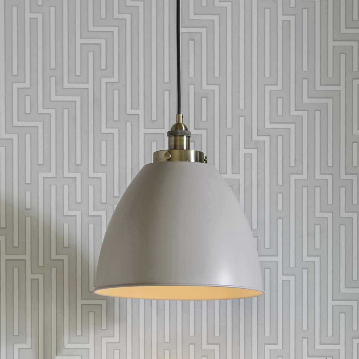 Fletcher Large Pendant in Taupe & Antique Brass – image 2