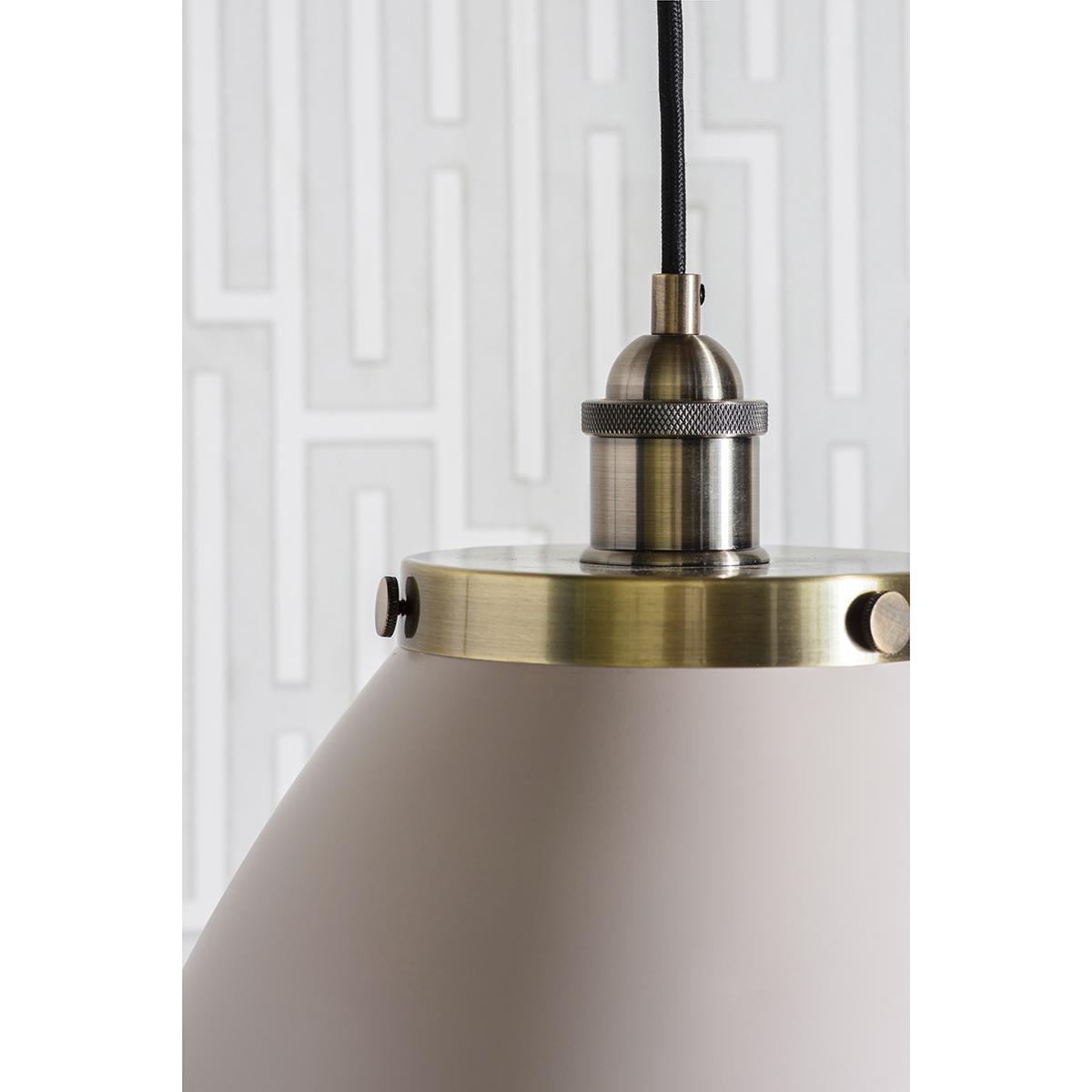 Fletcher Large Pendant in Taupe & Antique Brass – image 3