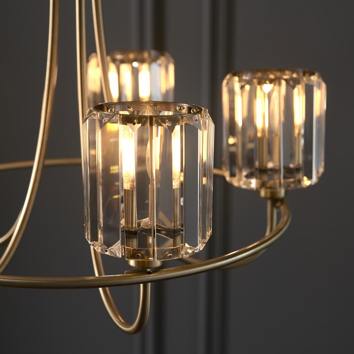Bernadette Clear Glass Five Light Pendant in Antique Brass – image 3