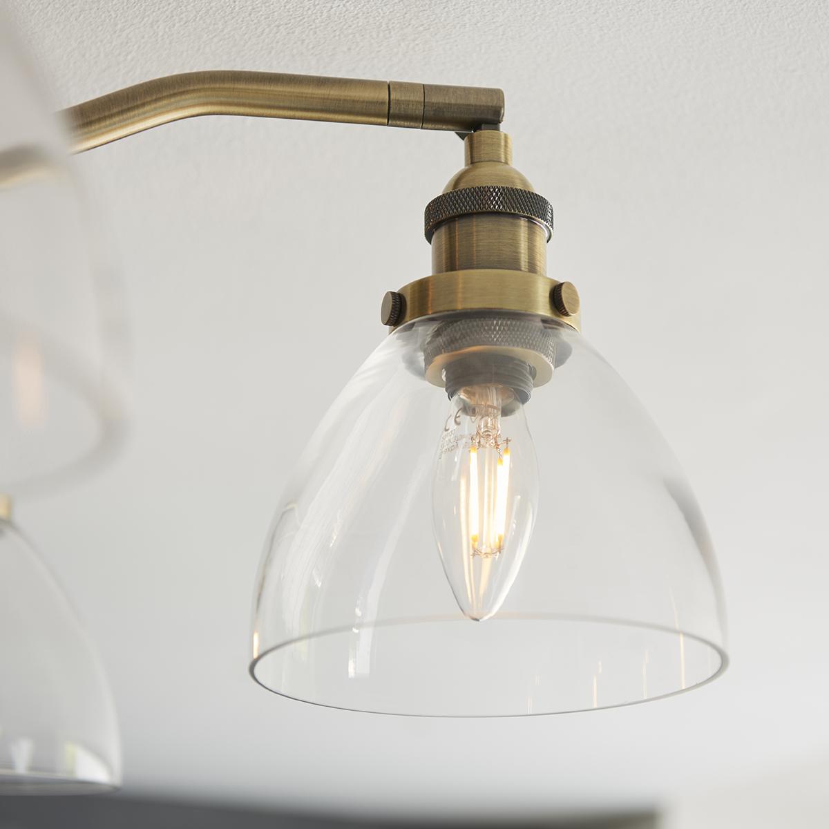Ralph Clear Glass Five Light Semi Flush Light in Antique Brass – image 3