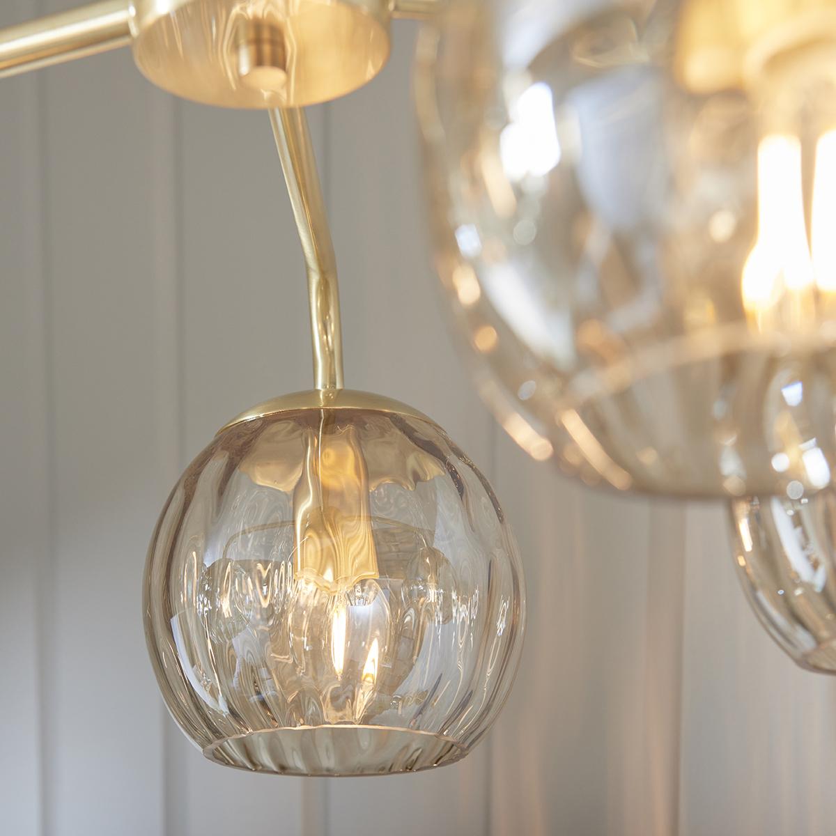 Dillian Champagne Lustre Glass Five Light Pendant in Satin Brass – image 3
