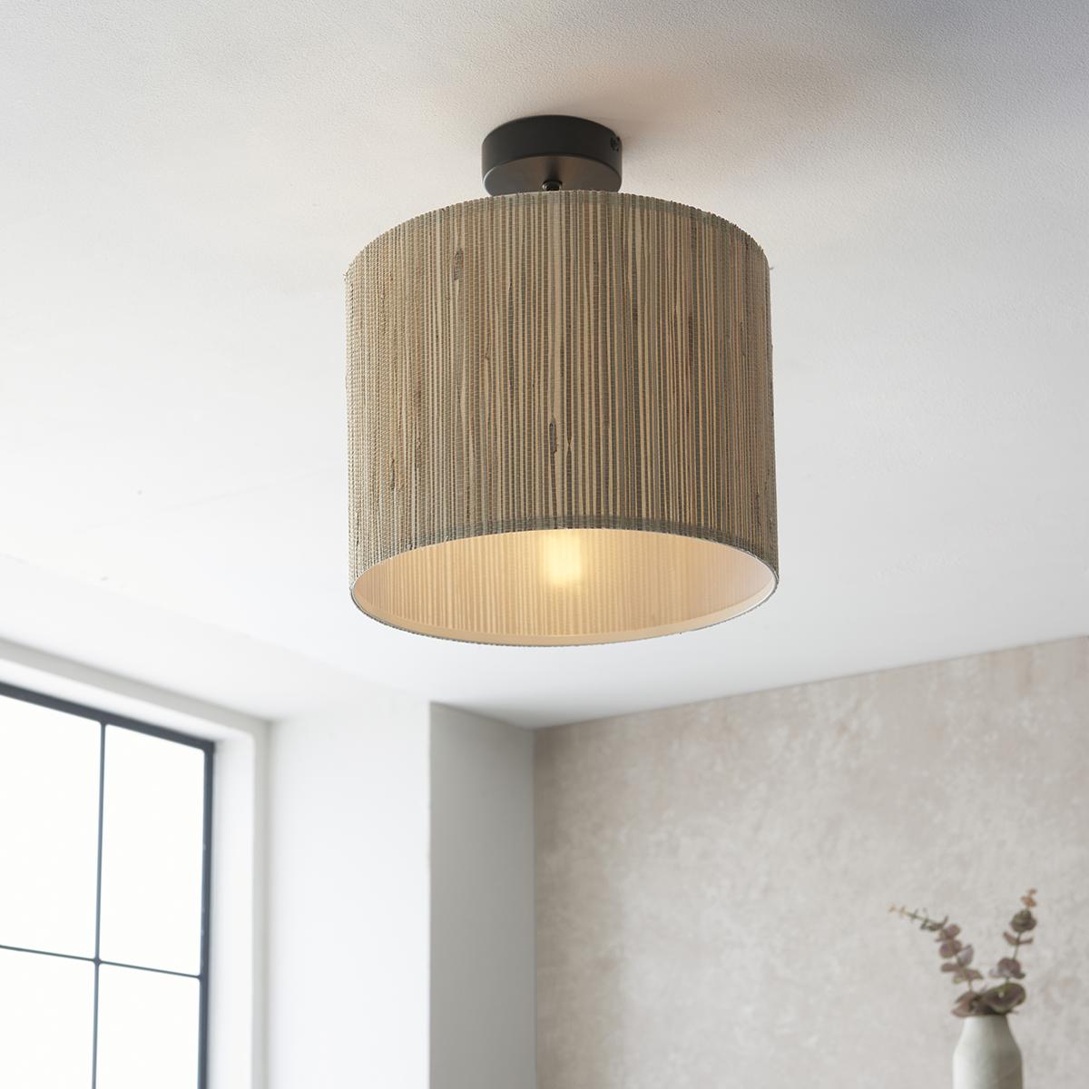 Lucille Natural Seagrass Semi Flush Light – image 2