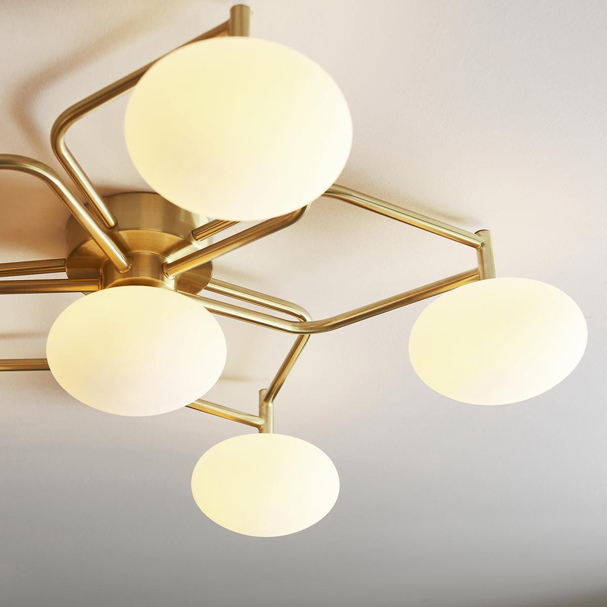 Castor Geometric Flower Flush Light in Satin Brass – image 3