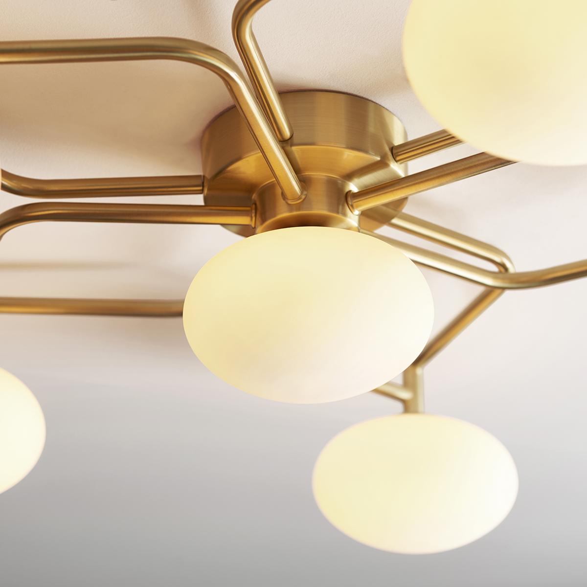 Castor Geometric Flower Flush Light in Satin Brass – image 4