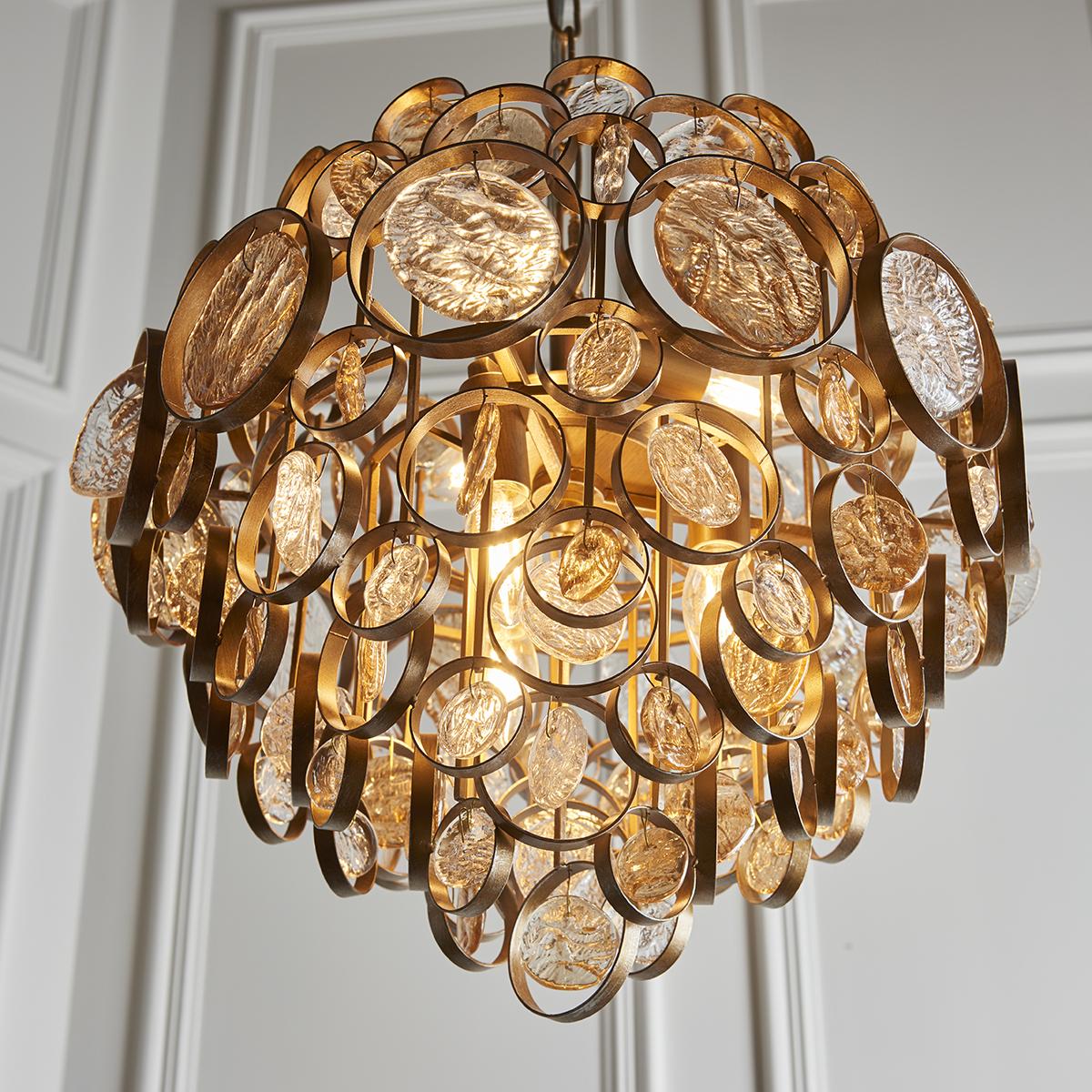 Hera Amber Medallion Pendant in Antique Gold – image 3