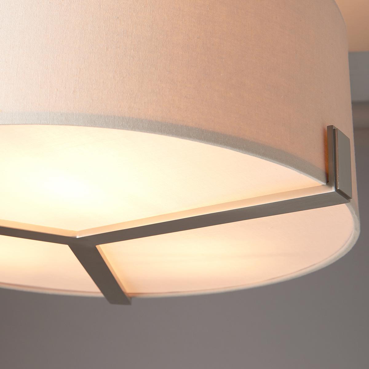Nina Three Light Pendant in Satin Nickel with Grey Fabric Shade – image 3