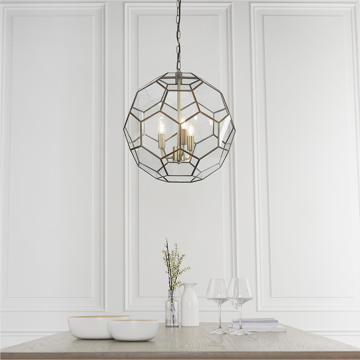 Maude Clear Glass Pendant in Antique Brass – image 2