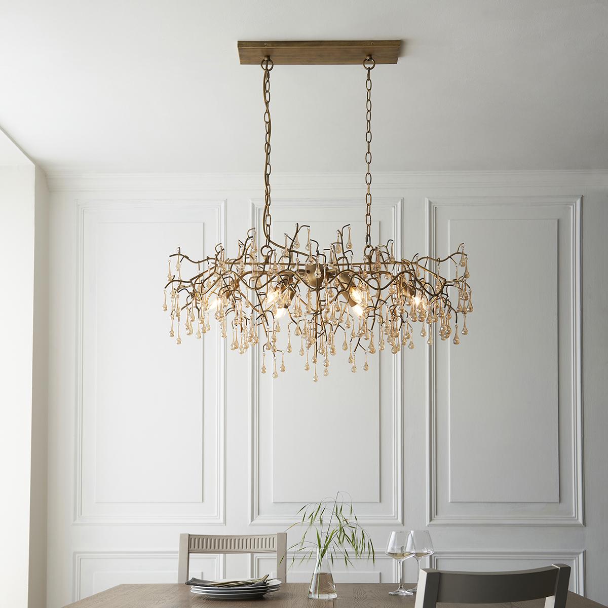 Ena Linear Hanging Chandelier in Gold – image 2