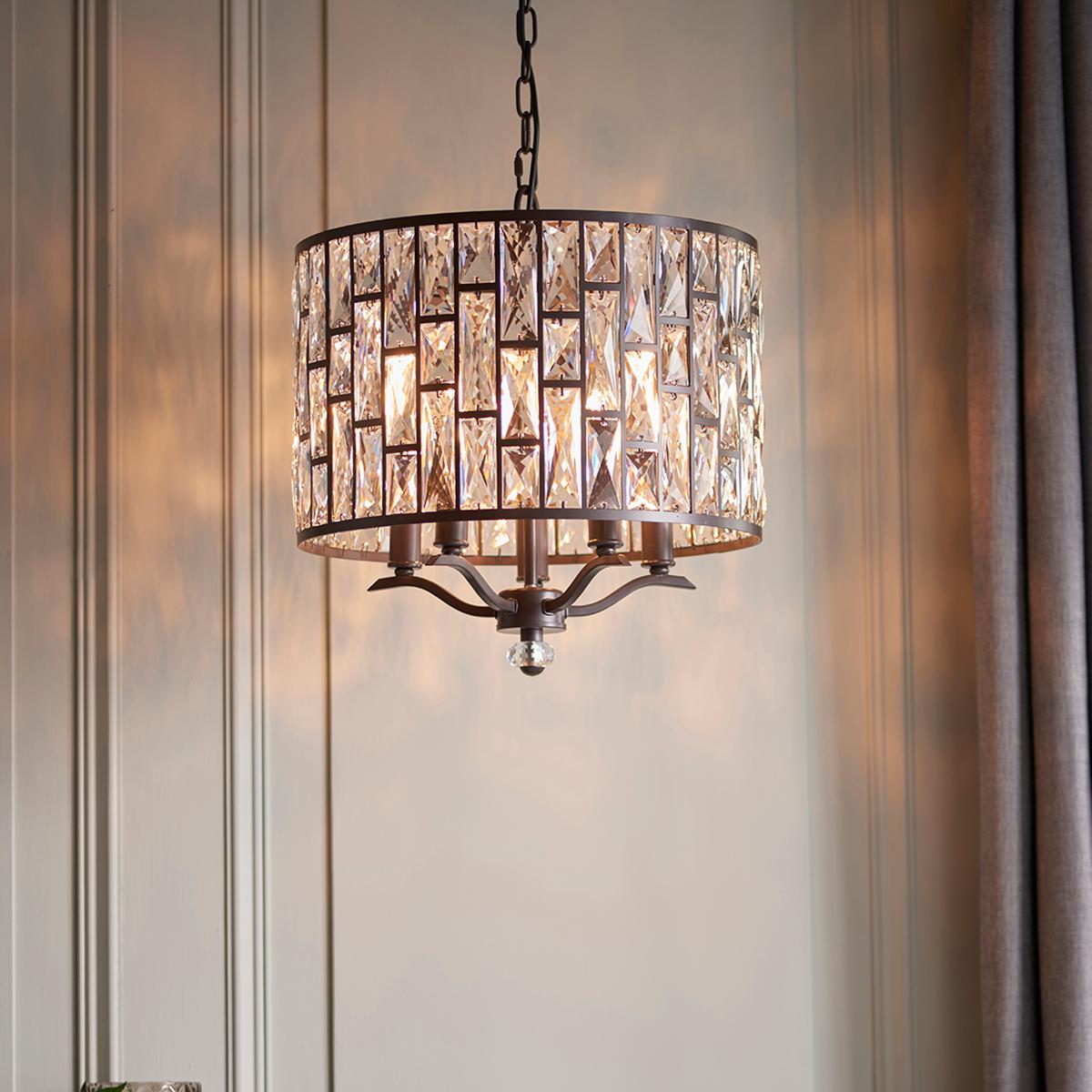 Miranda Clear Crystal Pendant in Dark Bronze – image 2